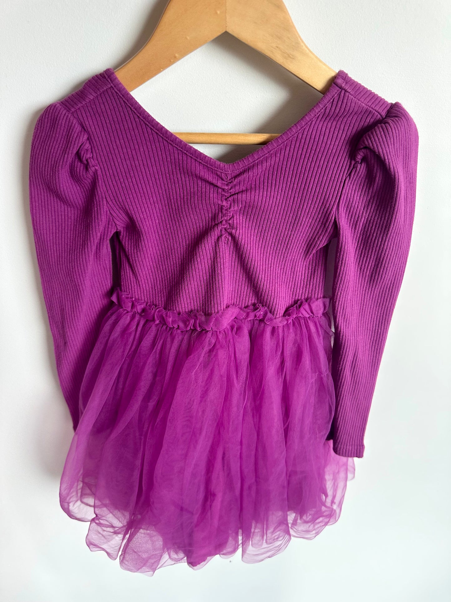 Purple Rib + Tulle Dress / 4T