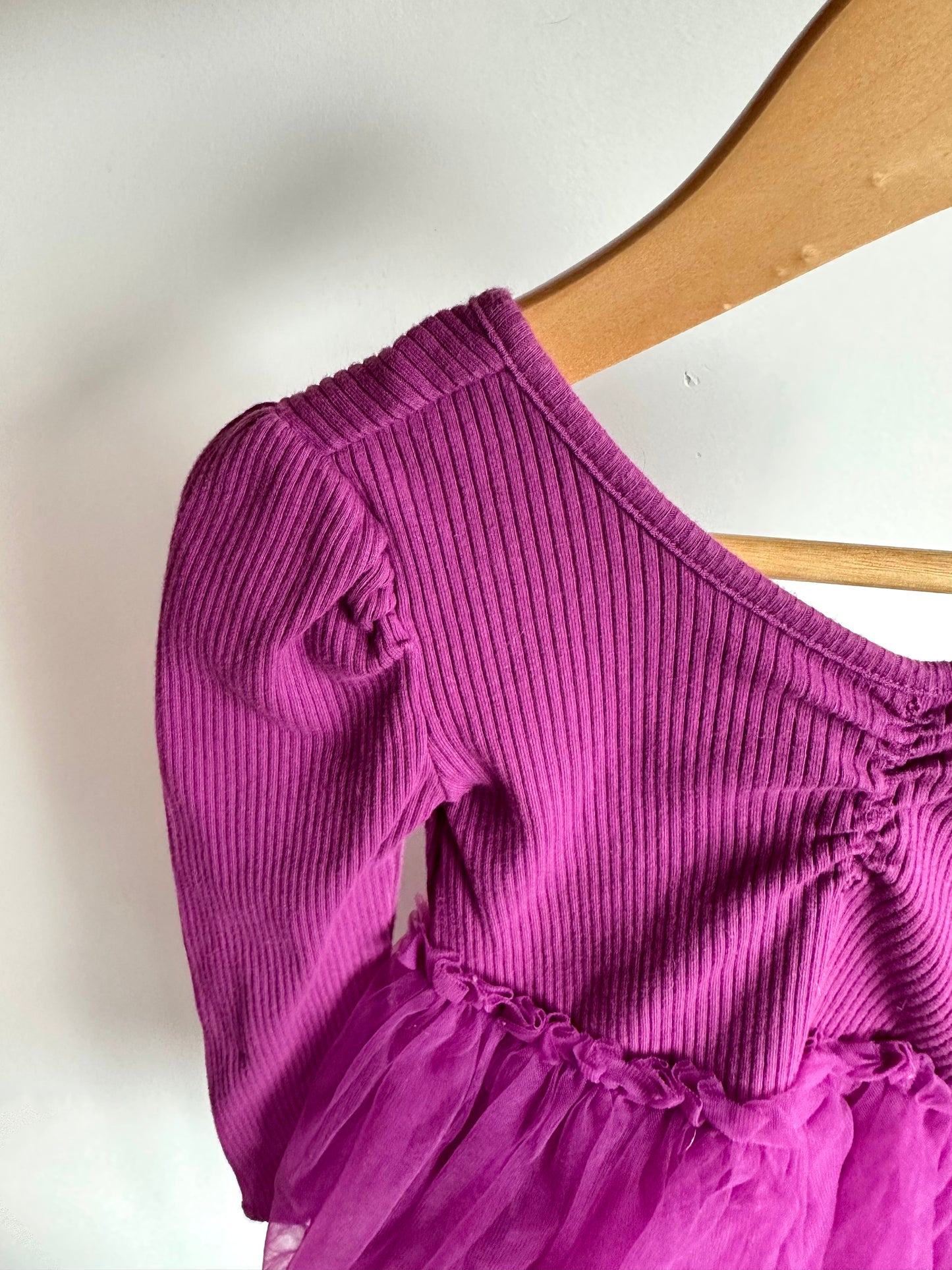 Purple Rib + Tulle Dress / 4T