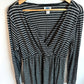 Striped Black + White Long Maternity Top / Large