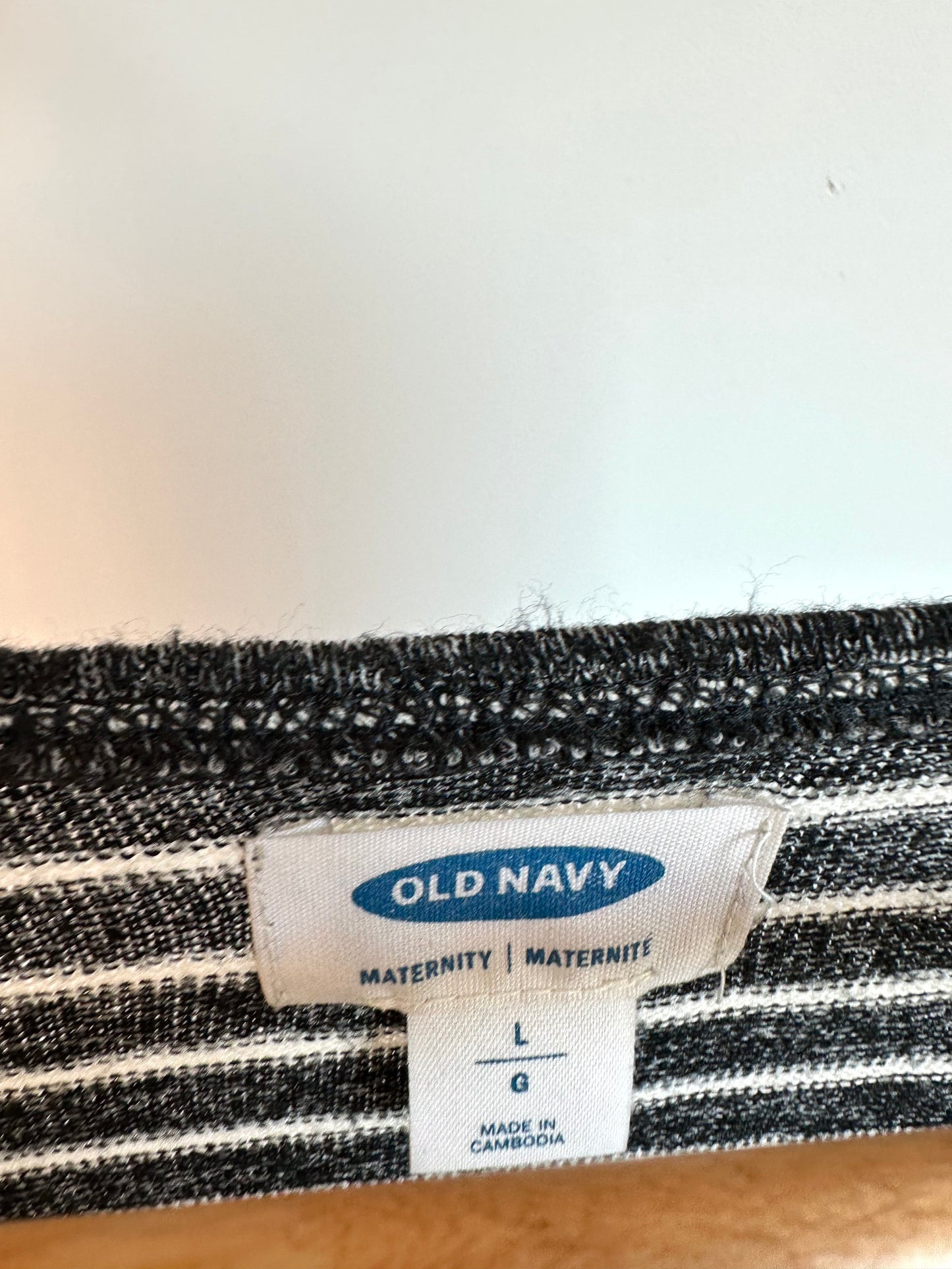 Striped Black + White Long Maternity Top / Large