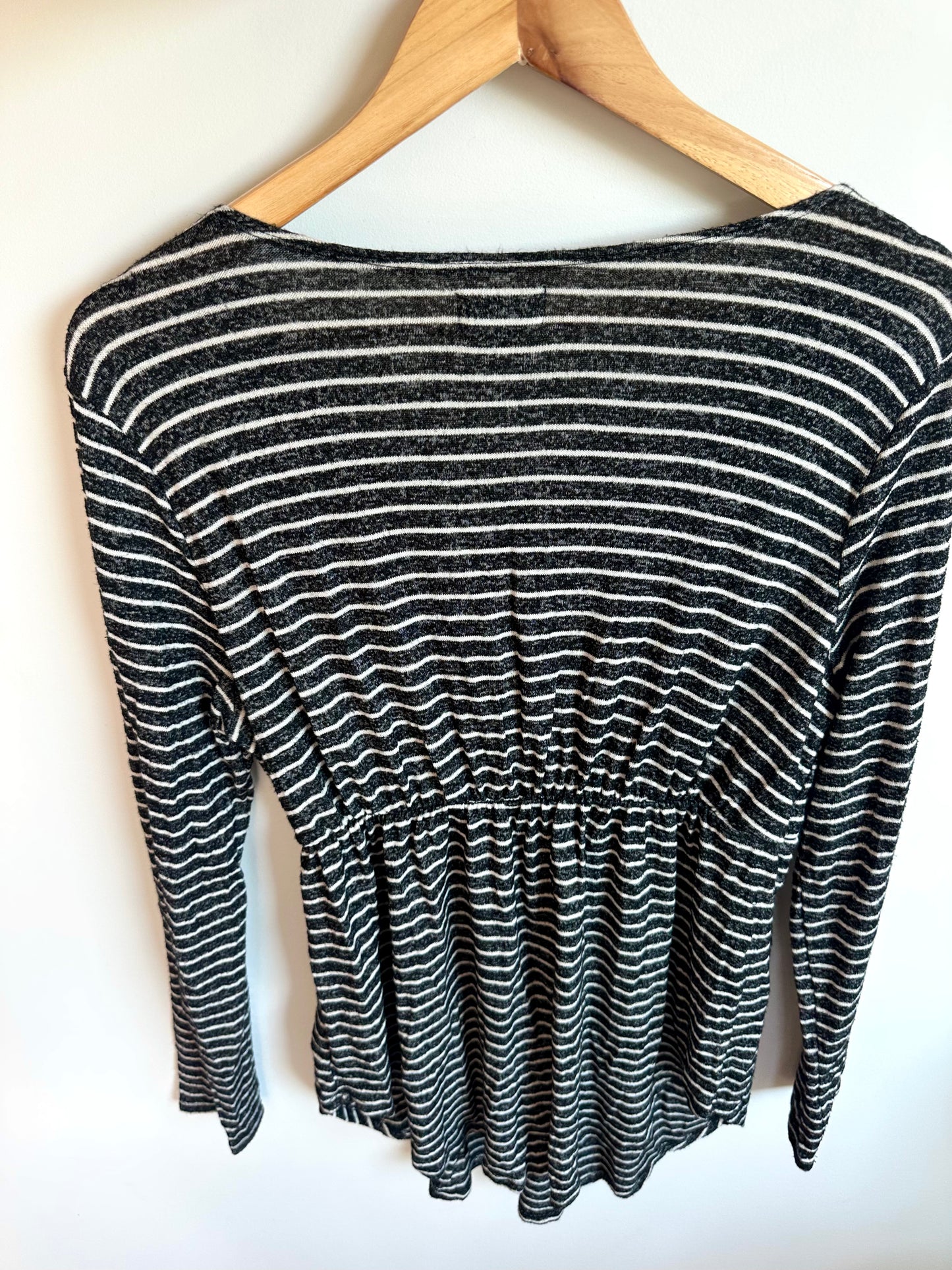 Striped Black + White Long Maternity Top / Large