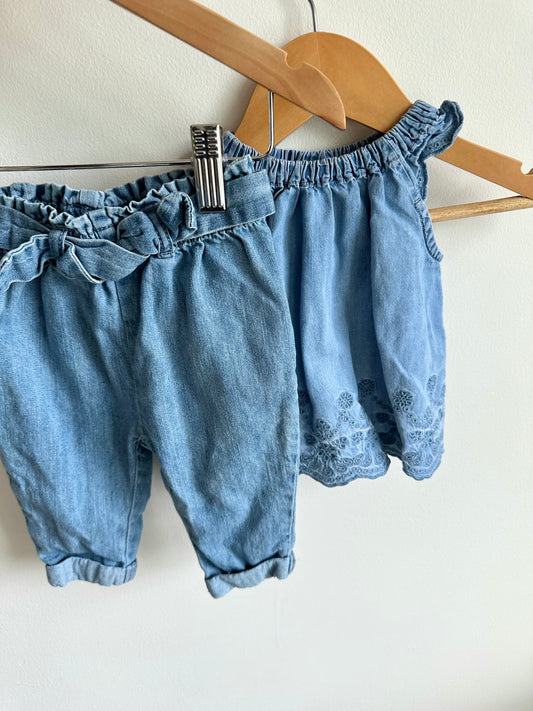 Chambray Pants + Tank Top Set / 6m