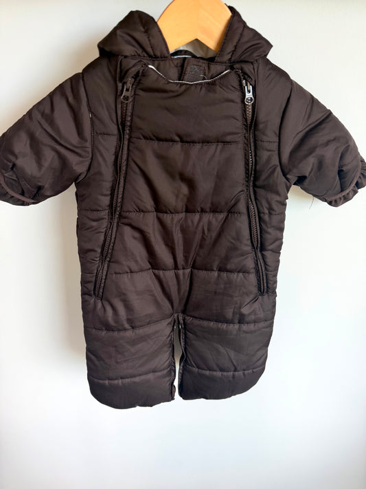 Brown Bunting Suit with Zippered Legs / 3-6m
