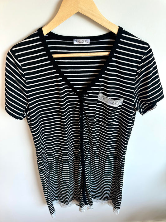 Labor Gown Striped Maternity Dress / M