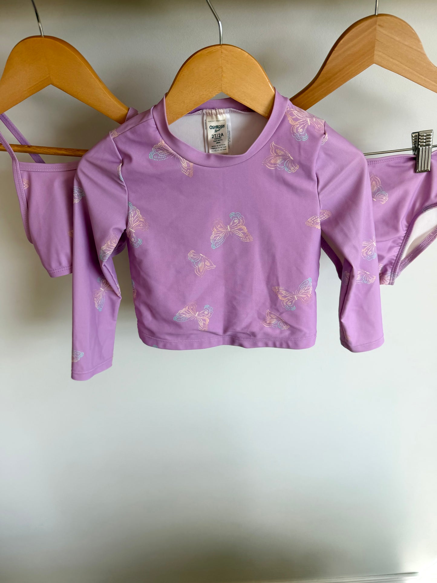 Purple Butterfly Three Piece Swim Suit / 2T
