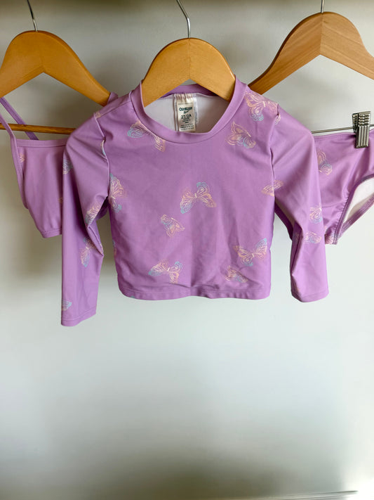 Purple Butterfly Three Piece Swim Suit / 2T