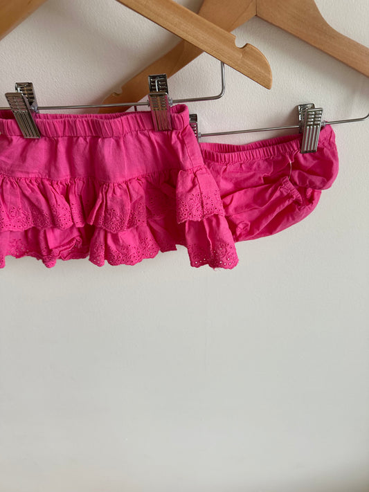 Pink Eyelet Skirt and Diaper Cover / 0-3m