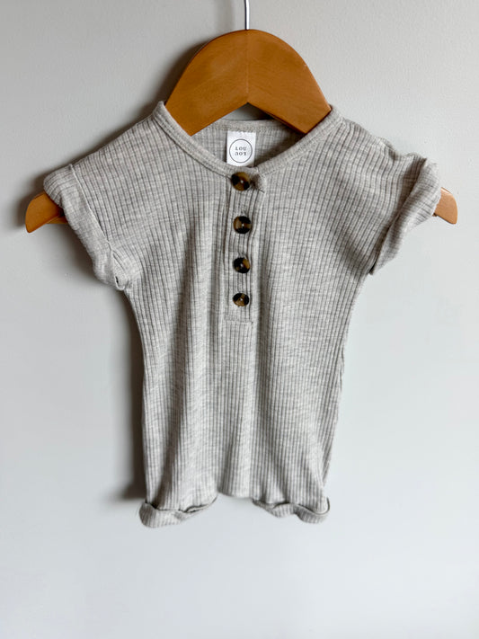 LouLou Lollipop Grey Rib Bamboo Romper / 6-12m