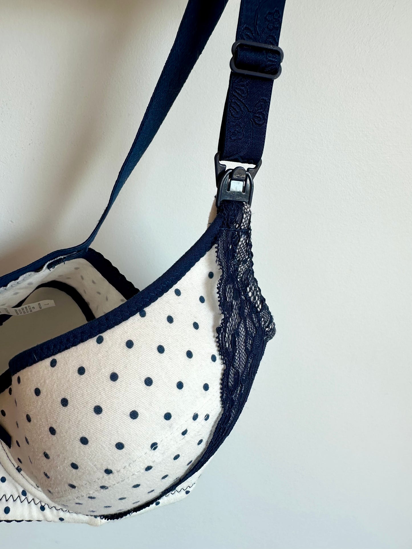 Polka Dot Lace Padded Bra / L