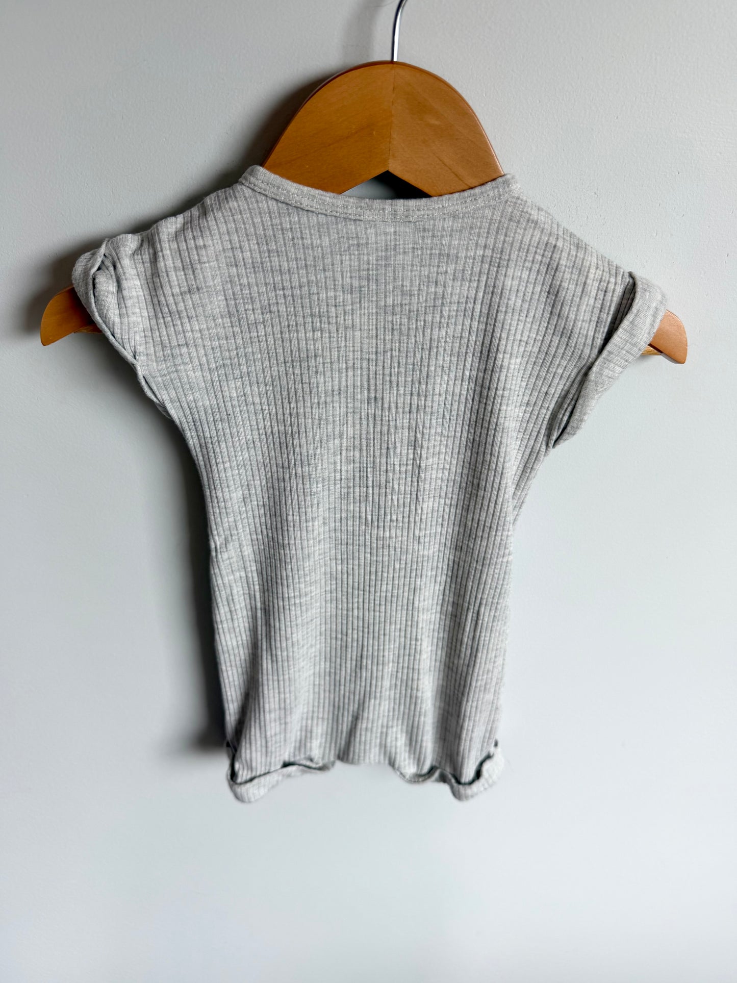 LouLou Lollipop Grey Rib Bamboo Romper / 6-12m
