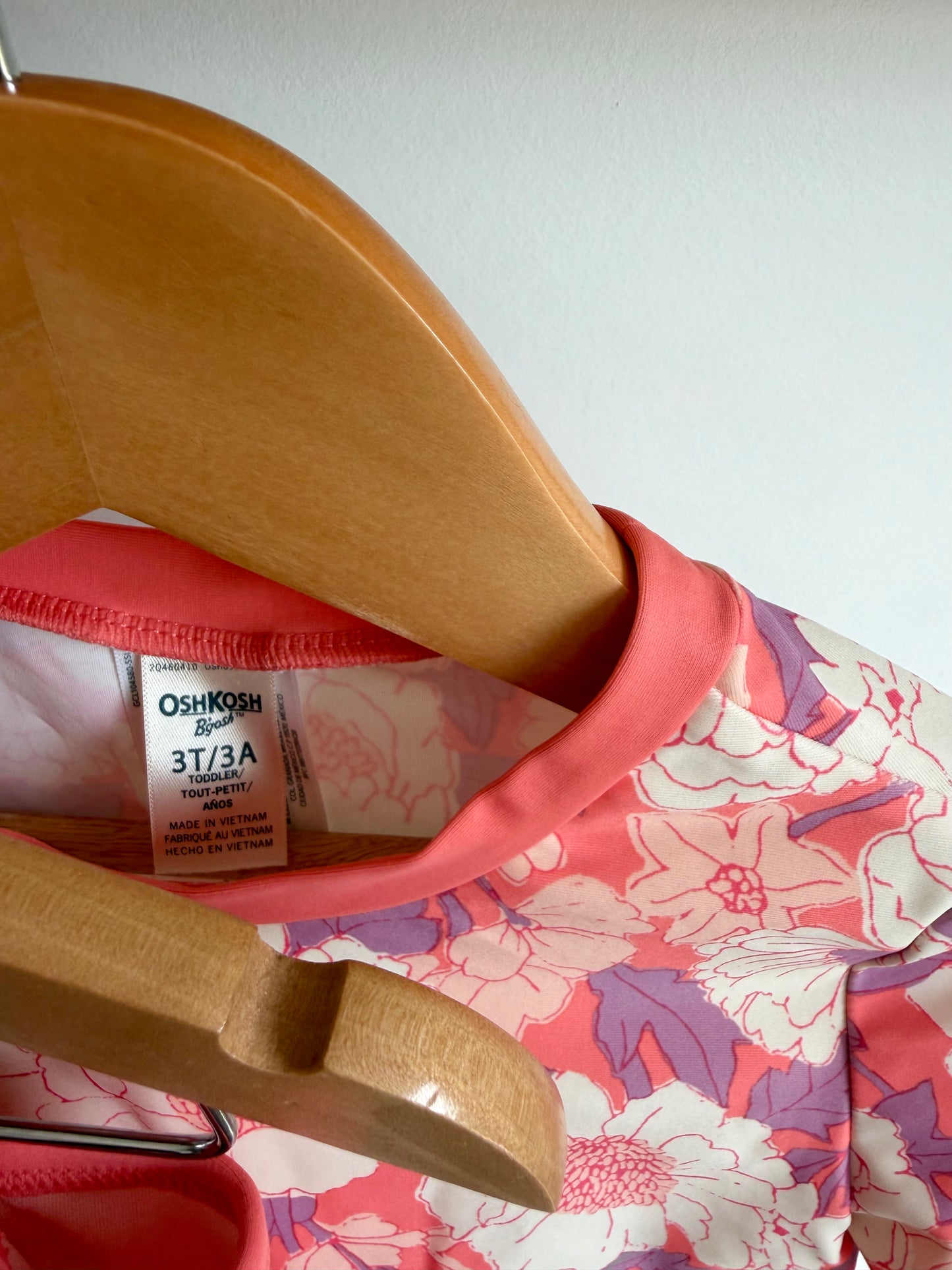 Floral Coral Three Piece Swim Suit / 3T
