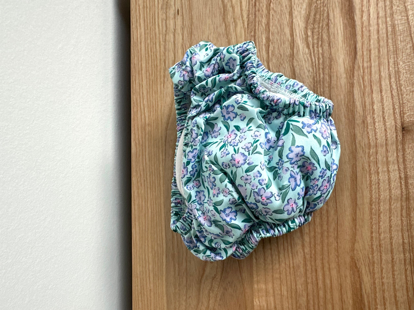 Blue with Purple Flower Swim Diaper / 0-3m