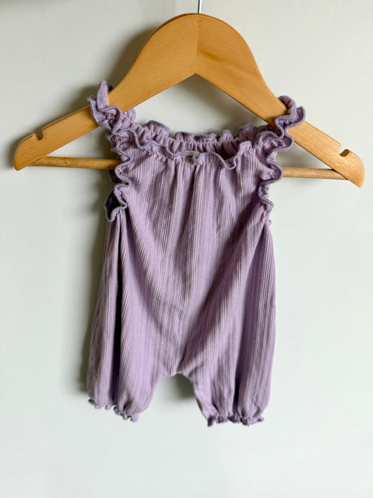100% Cotton Purple Ribbed Romper / 0-3m