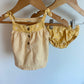 Yellow Striped Circle Pattern Top + Bloomer Set / 6m