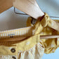 Yellow Striped Circle Pattern Top + Bloomer Set / 6m