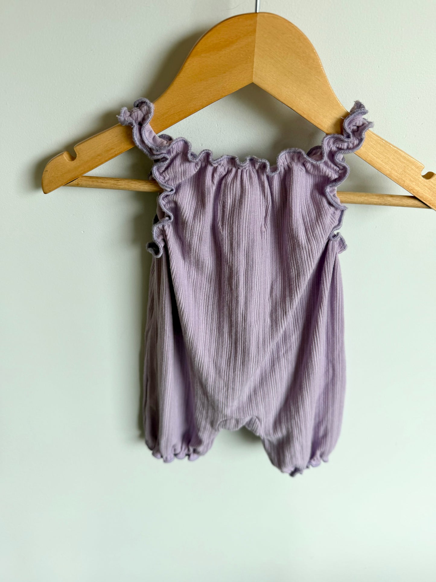 100% Cotton Purple Ribbed Romper / 0-3m