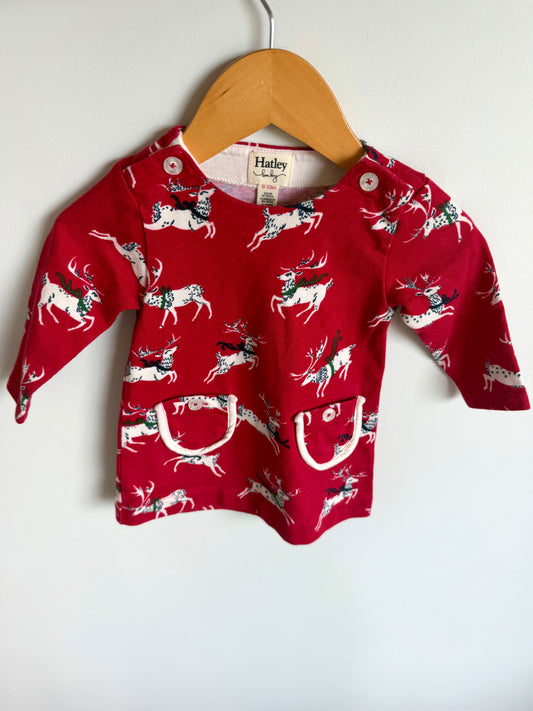 Hatley Reindeer Dress / 9-12m