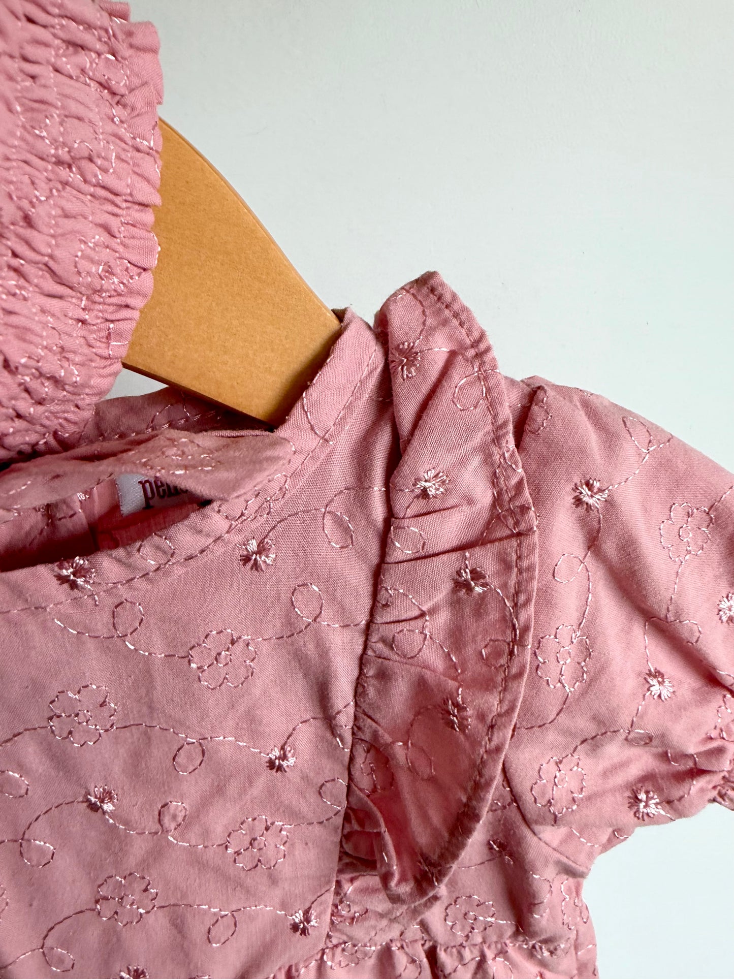 Pink Embroidered Jumpsuit with Headband / 9-12m