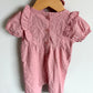 Pink Embroidered Jumpsuit with Headband / 9-12m