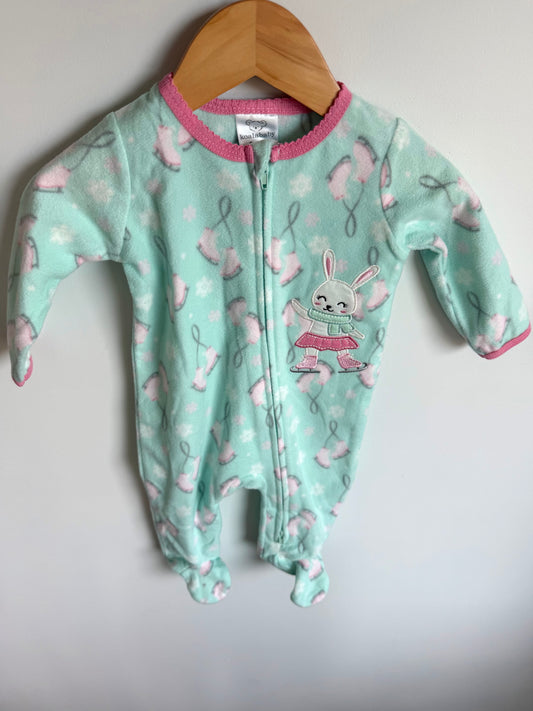 Fleece Ice Skating Bunny Sleeper / 3-6m