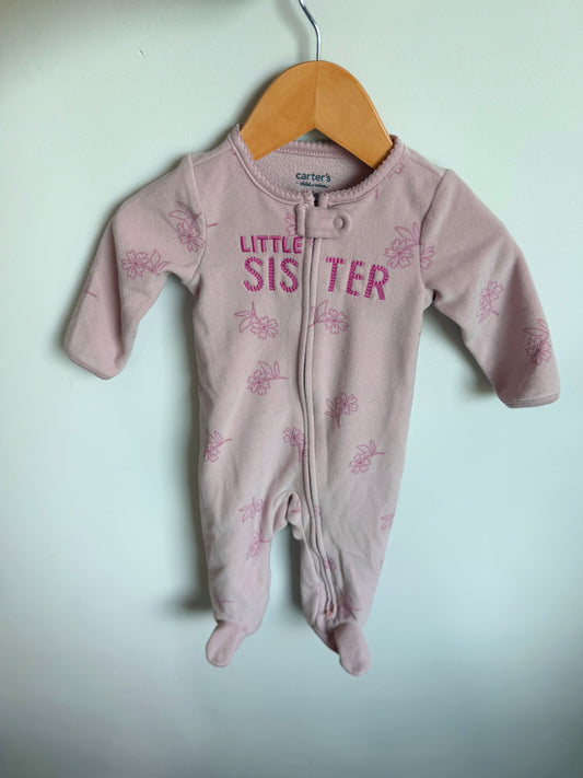 Pink Fleece Little Sister Sleeper / 3-6m
