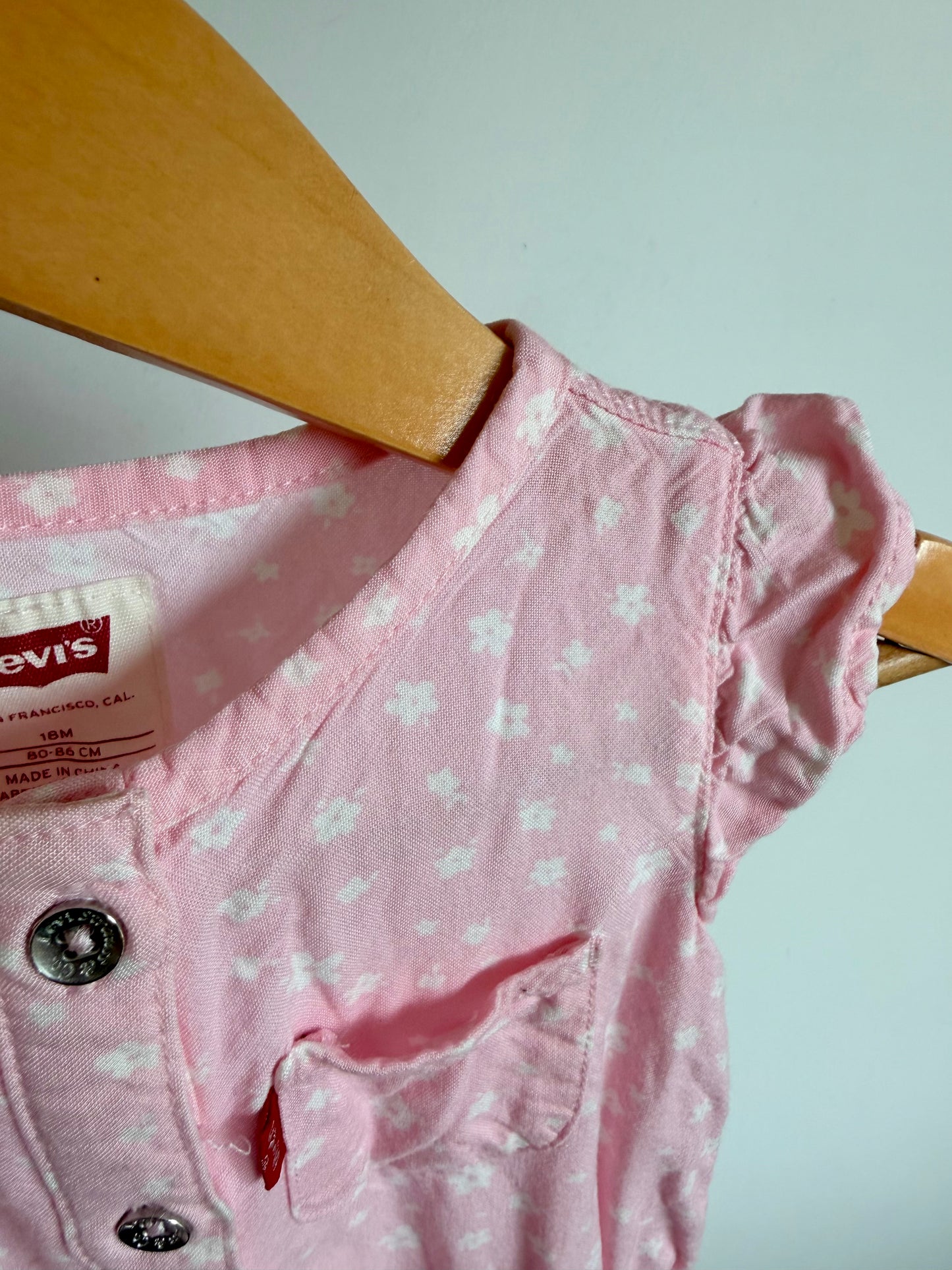 Levi's Pink Daisy Jumpsuit / 18m
