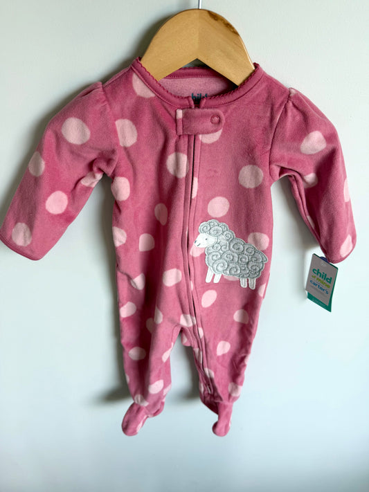 Pink Fleece Dotted Sheep Sleeper (With Tags) / 3-6m