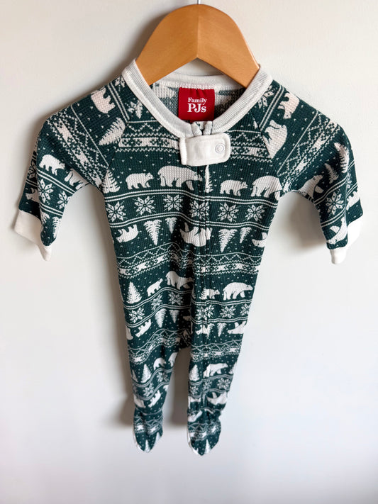 Green Waffle Festive Polar Bear Sleeper / 3-6m