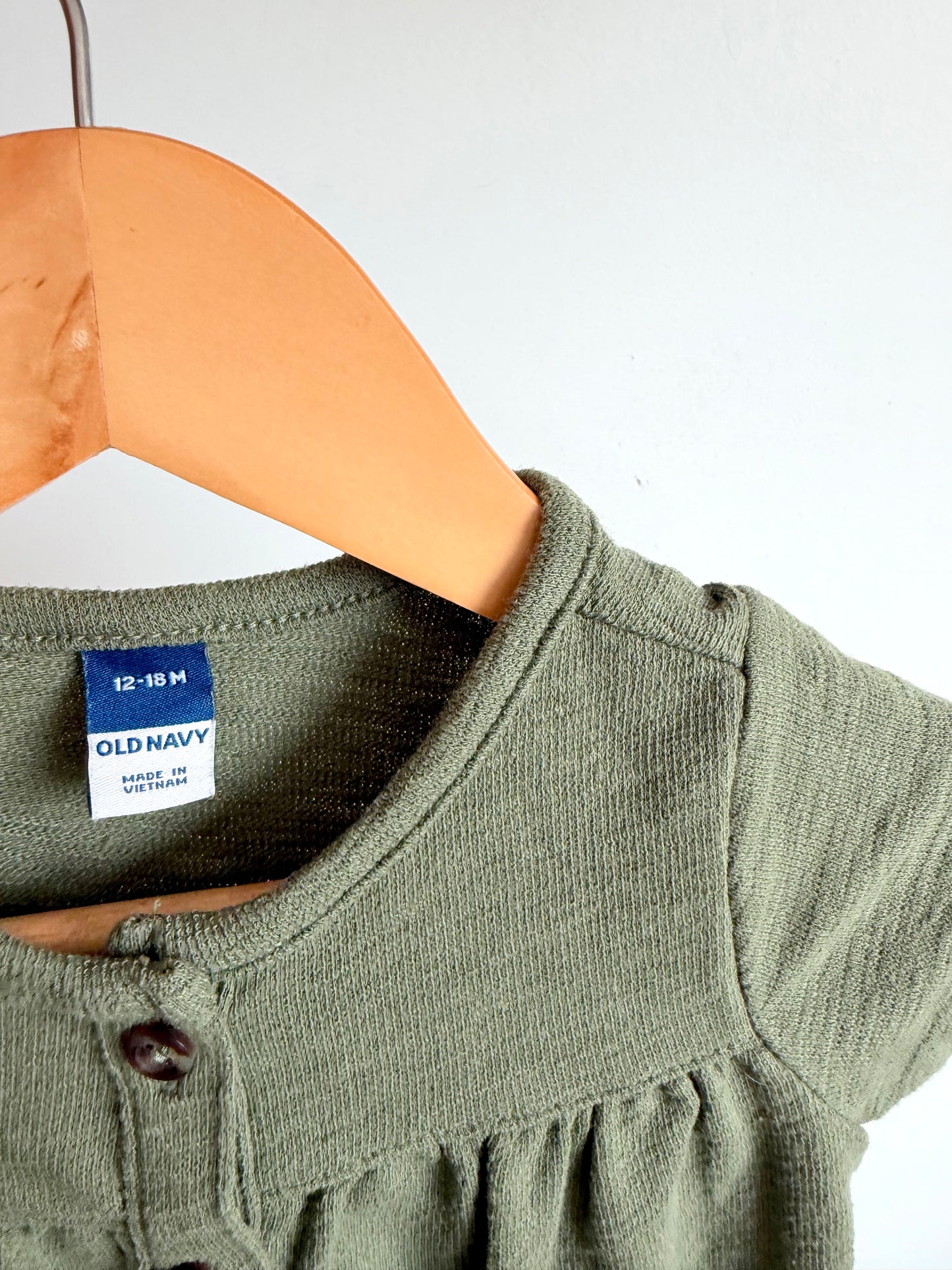 Olive Button Jumpsuit / 12-18m