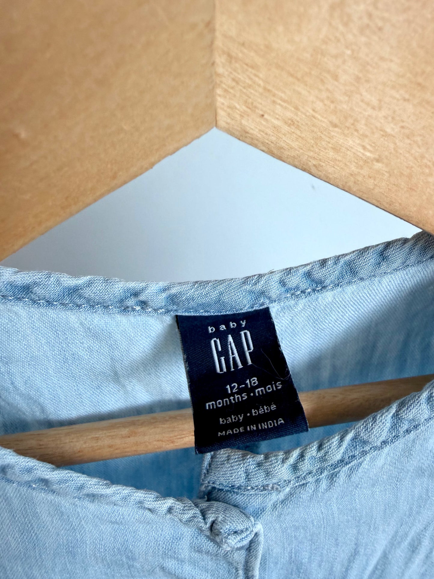 Gap Long Sleeve Denim Heart Pocket Jumpsuit / 12-18m