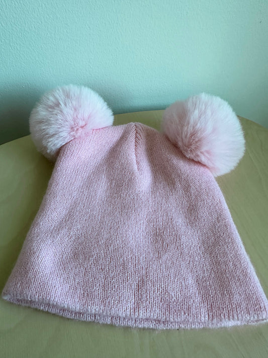 Pink Pom Pom Ear Toque / 6-12m?