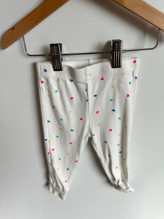 White Heart Leggings / 6-12m