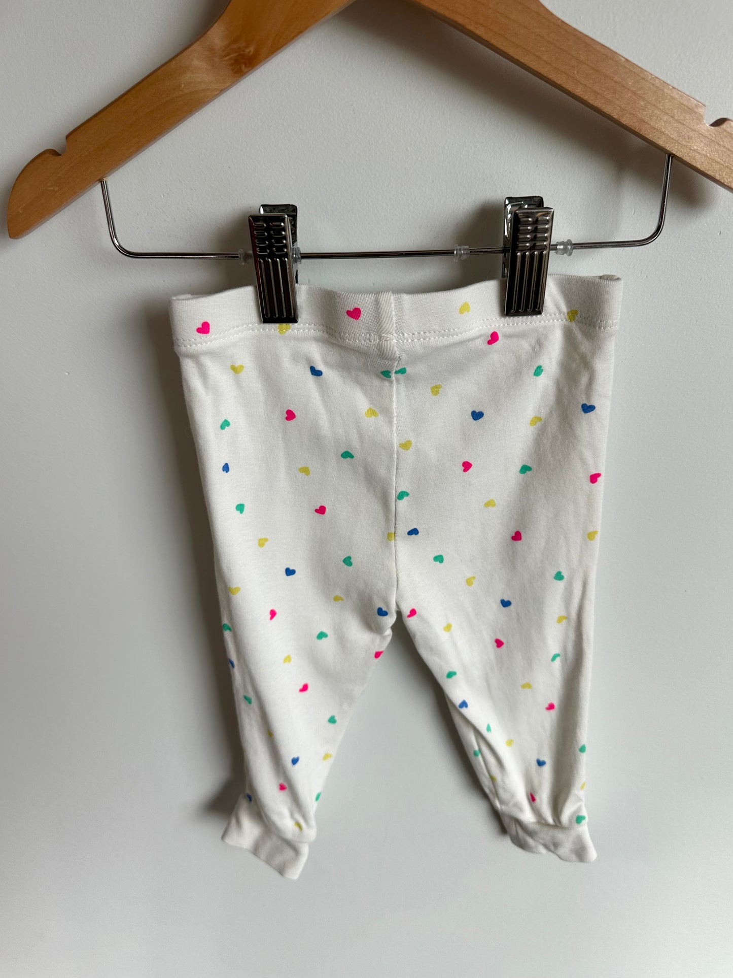 White Heart Leggings / 6-12m