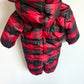 Red Checkered Fleece Lined Bunting Suit / 0-3m