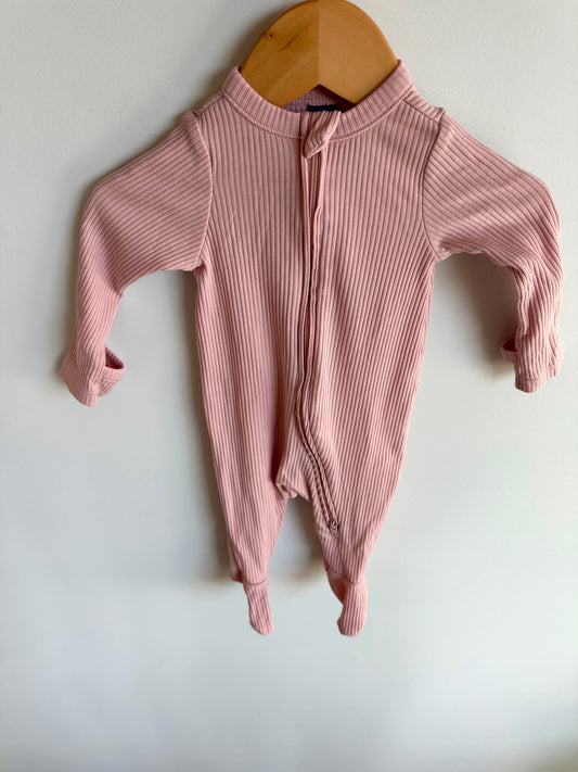 Ribbed Pink Footed Sleeper / 0-3m