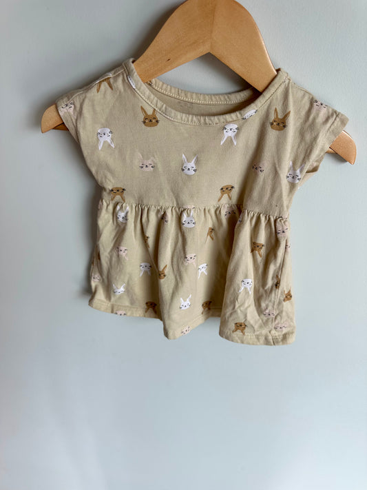 Tan Animal Face Top / 6-12m