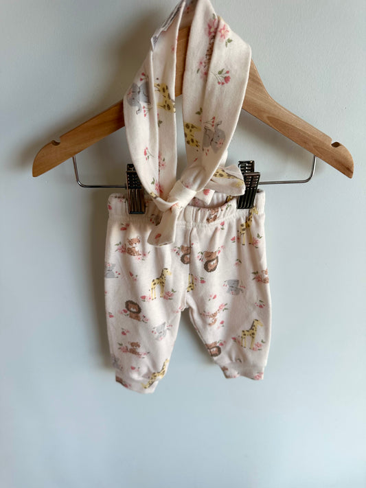 Safari Animal Top, Pants + Headband / 0-3m