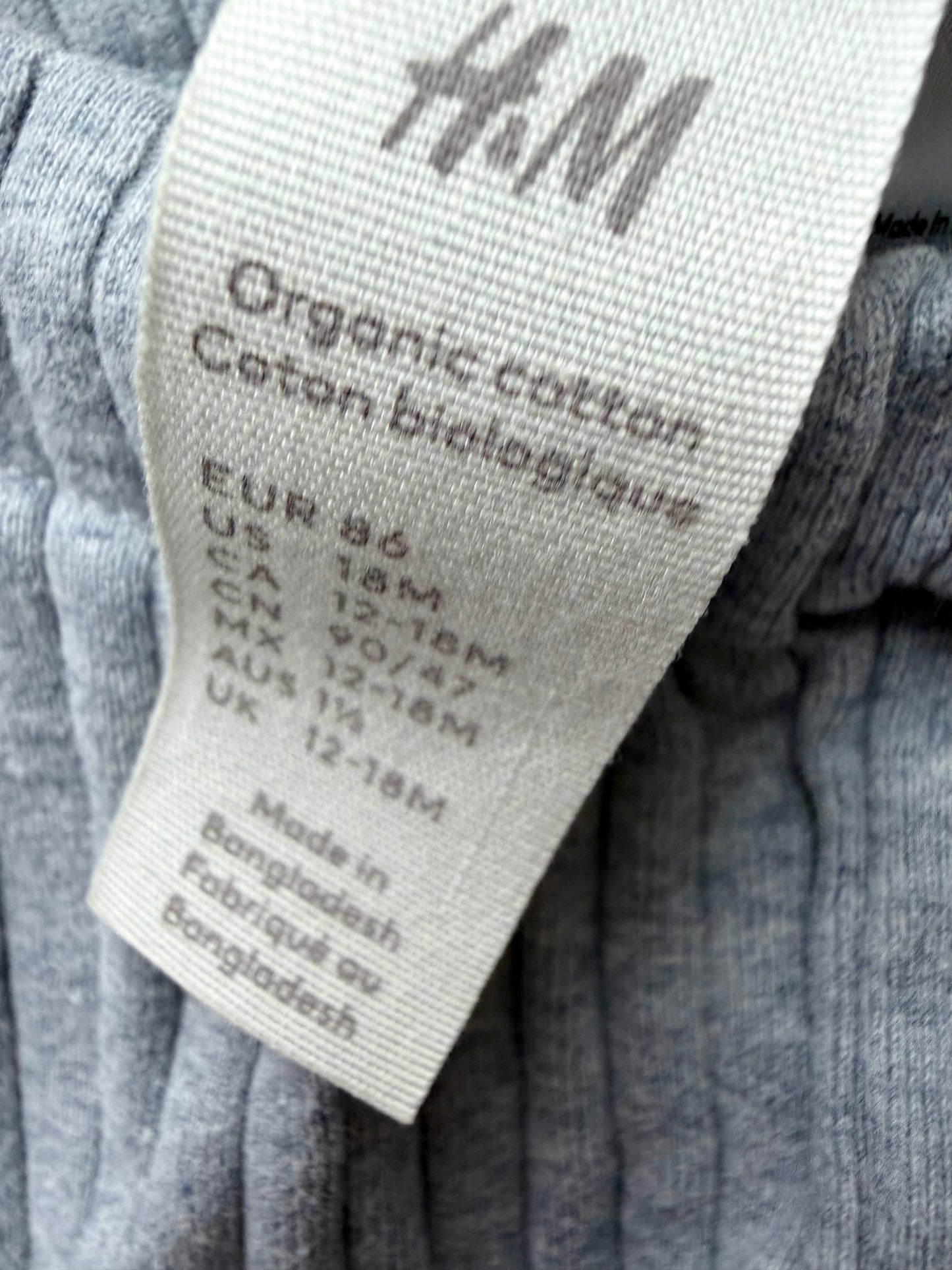 Grey Ribbed Pocket Top + Pants Set / 12-18m