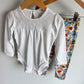 White Bodysuit + Floral Pants Set / 24m