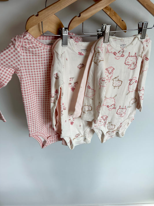Set of 5 Bodysuits - Pink Sheep / 12m