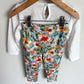 White Bodysuit + Floral Pants Set / 24m