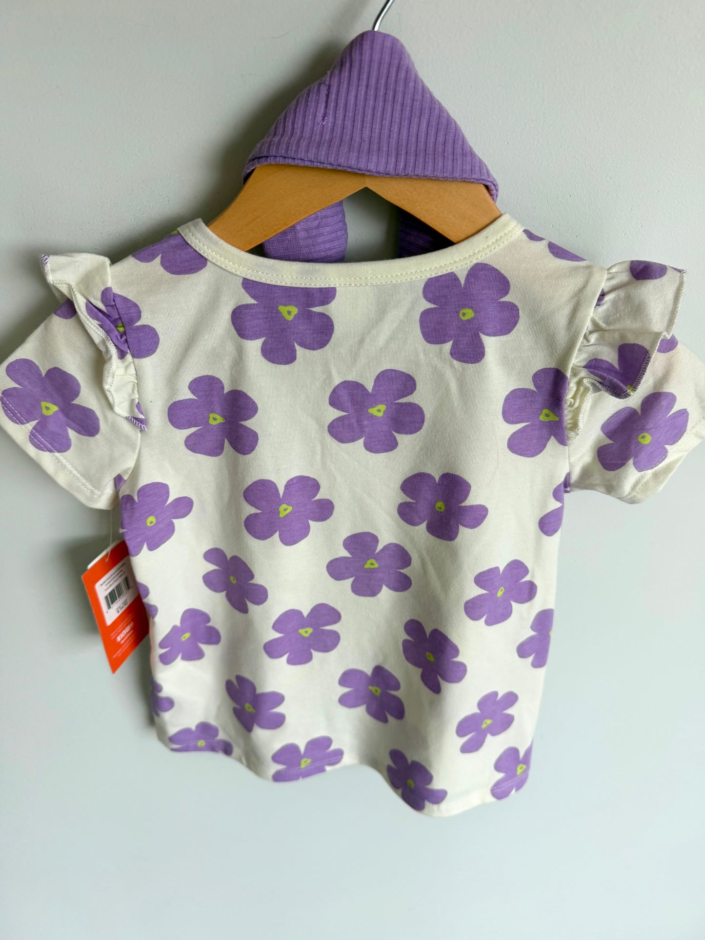 Purple Flower Pocket Top + Headband (With tags) / 3T
