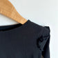 H&M Black Ribbed Ruffle Sleeve Top / 4-5 years
