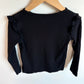 H&M Black Ribbed Ruffle Sleeve Top / 4-5 years