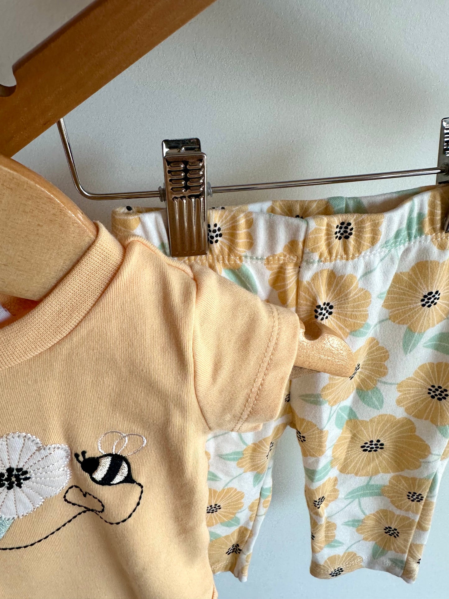 Bee + Flowers Bodysuit + Pants Set / 3m