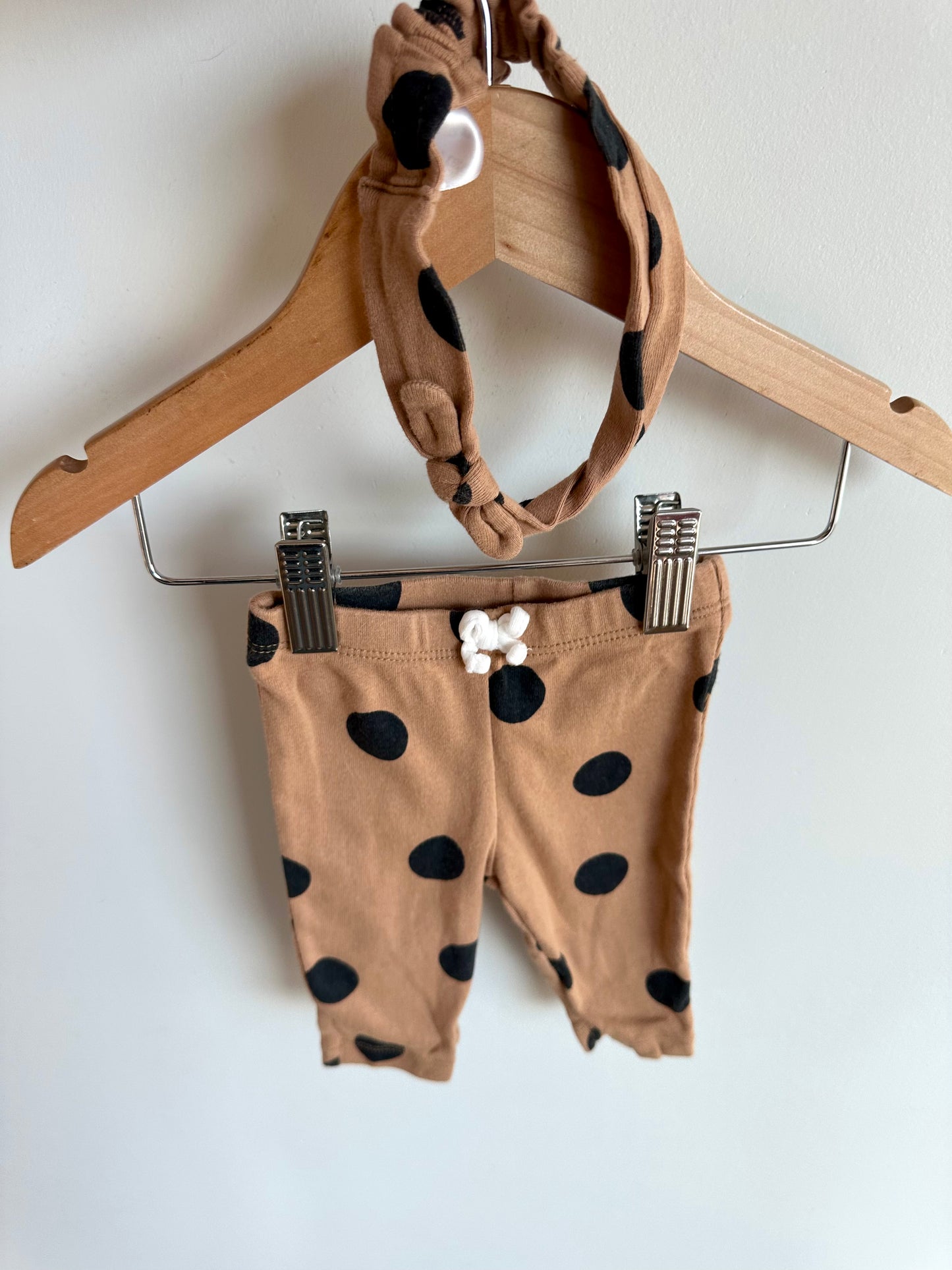 Dot Brown Pants + Headband Set / 3m