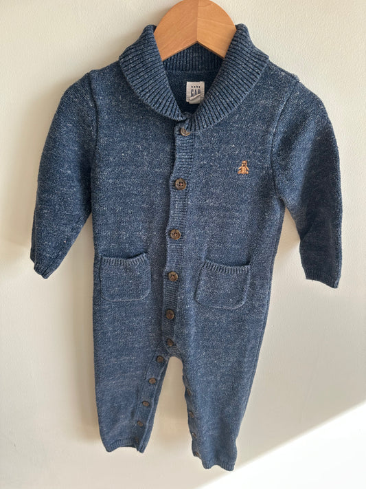 Gap Bear Button Longsleeve Jumpsuit / 18-24m