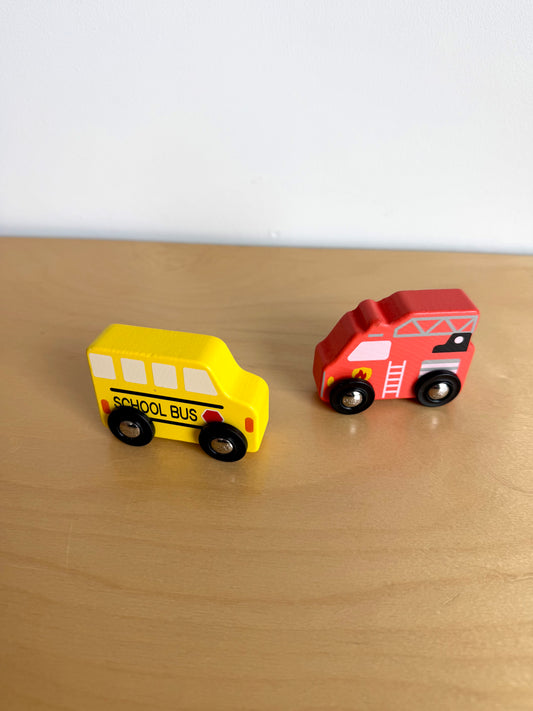 Hape Firetruck + School Bus Toy
