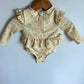 Yellow Floral Half Zip Swimsuit / 3-6m