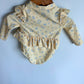 Yellow Floral Half Zip Swimsuit / 3-6m